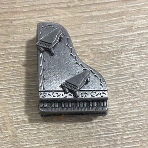 Vintage Torino Pewter Piano Jewelry Necklace Brooch Earrings Trinket Box Set